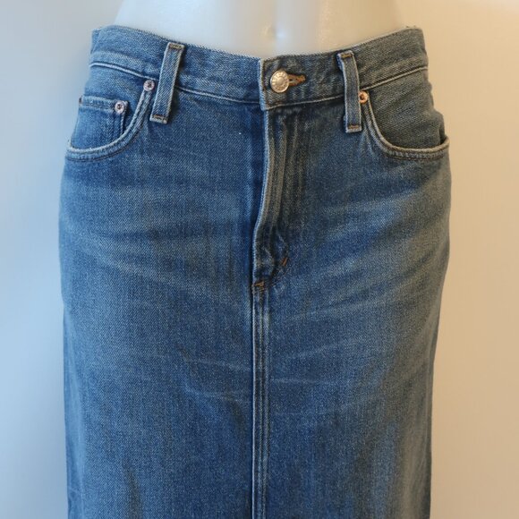 NWT Womens Agolde Blue Long Maxi Denim Leif Skirt 25 * - Picture 5 of 13